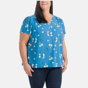 Hilary Radley Floral Blue Women's Top